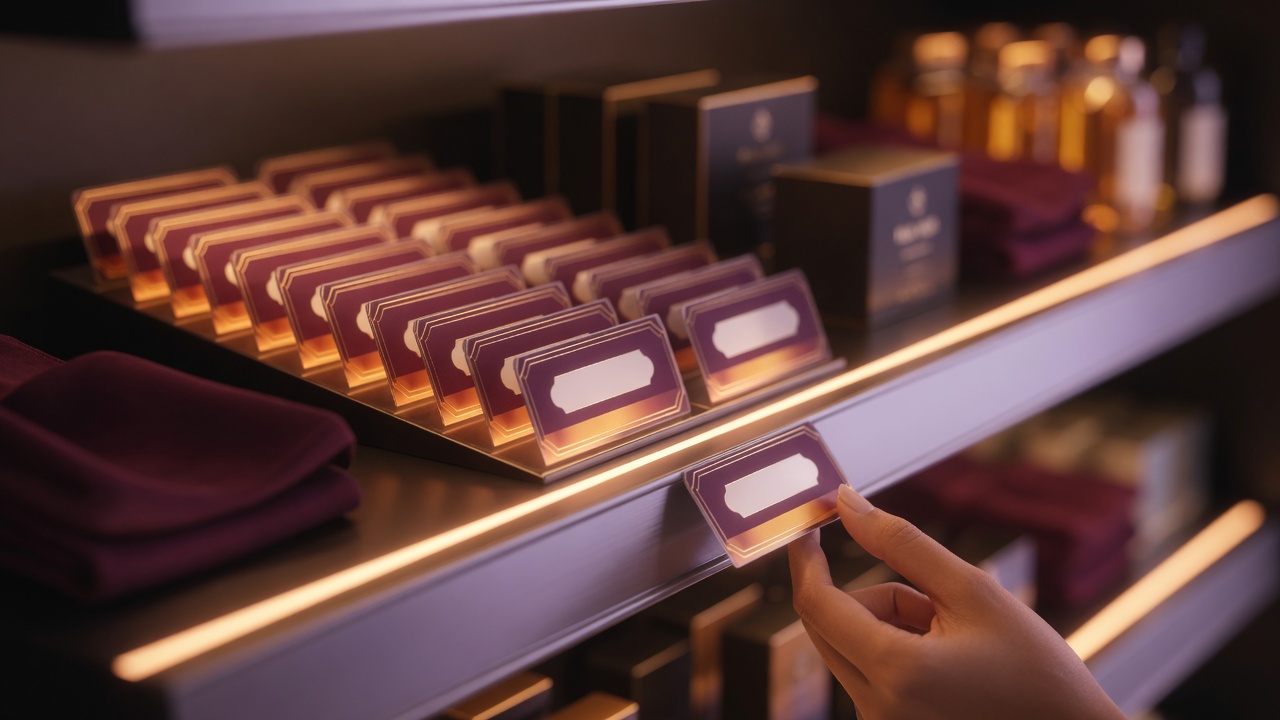 Rows of shelf labels being updated