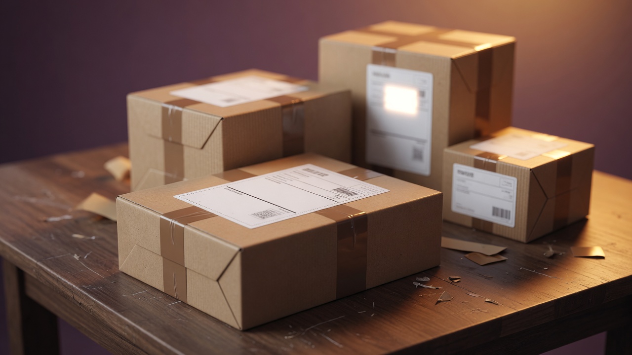 Boxes labeled for different destinations