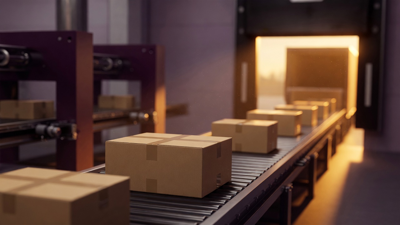 Kitting and shipping station with labeled boxes