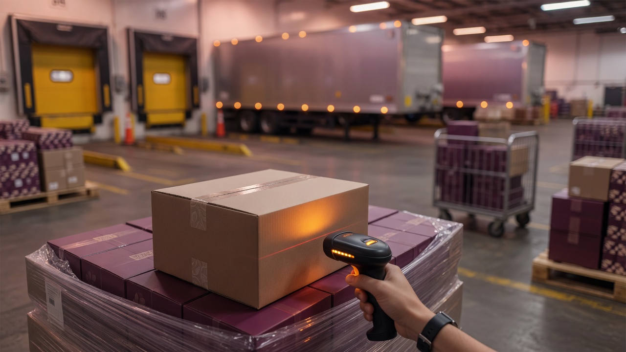 Pallets being received and checked in at a dock