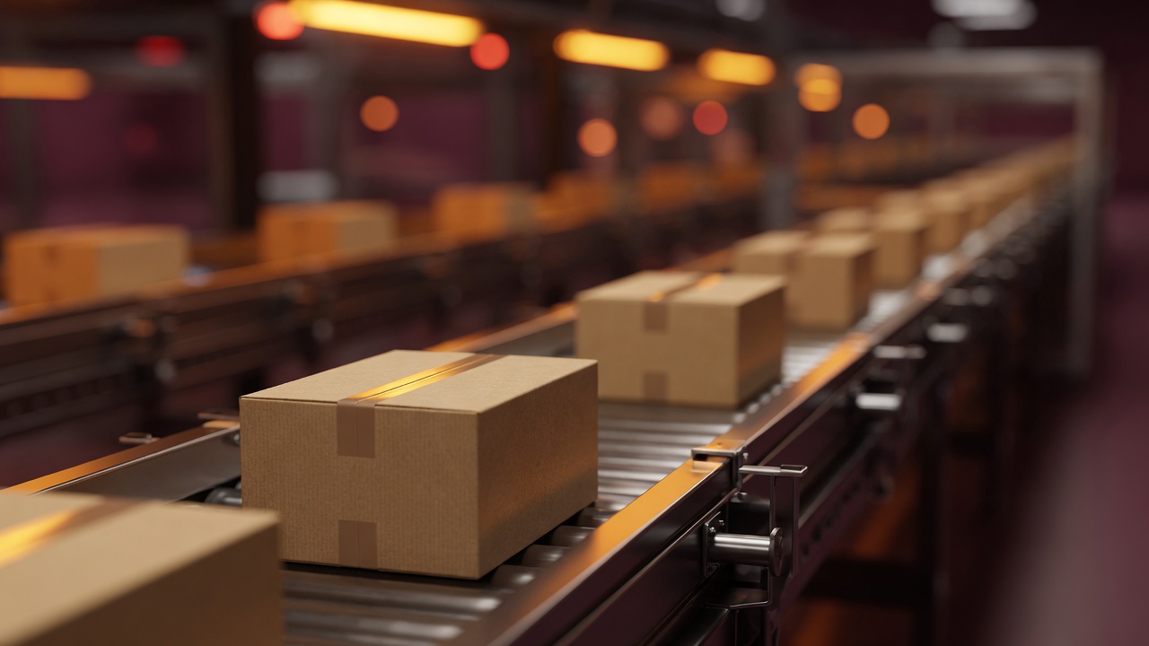 Conveyor line of incoming boxes representing data intake