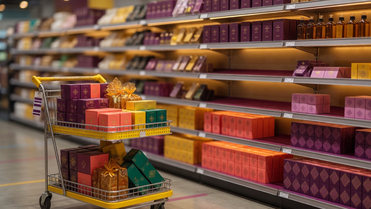 Retail shelves staged for a reset